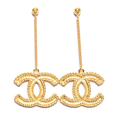 chanel double c drop earrings|chanel cc earrings real.